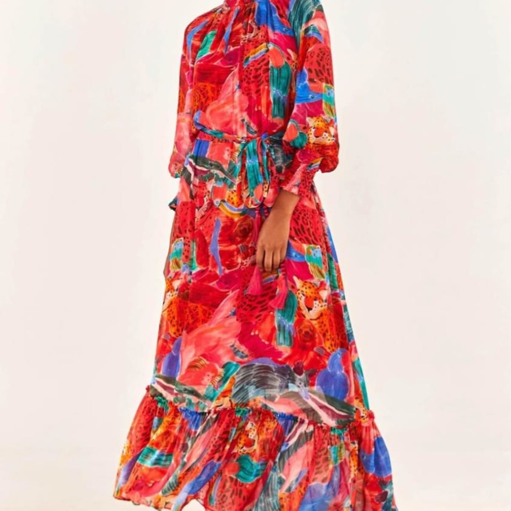 FARM Rio Red Multicolor Floral Maxi Dress